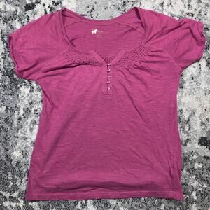 Y2k Lace‎ Natural Reflections Pink Henley Shirt